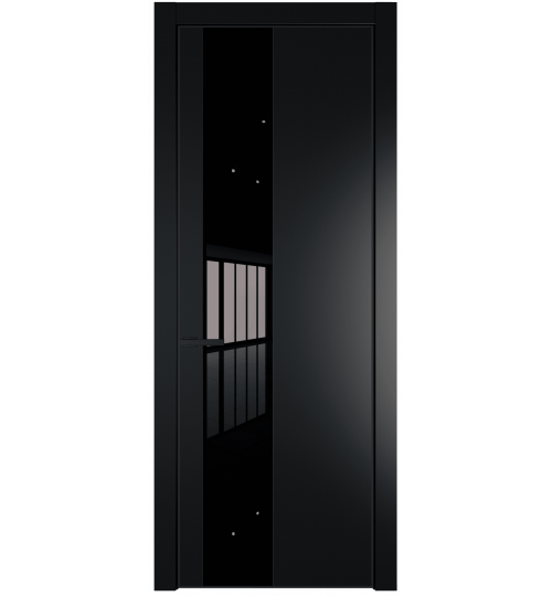 Профильдорс  19PE (Цвет профиля: черный матовый ral9005, Цвет: блэк, Cтекло: lacobel черный лак) Блэк Lacobel Черный лак