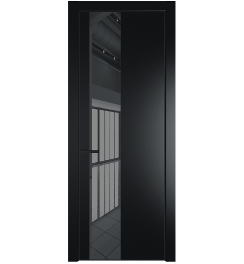 Профильдорс  19PA (Cтекло: зеркало grey, Цвет профиля: черный матовый ral9005, Цвет: блэк) Блэк Зеркало Grey