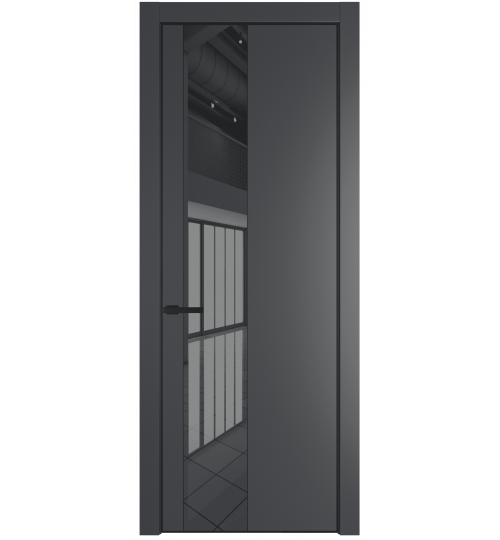 Профильдорс  19PA (Cтекло: зеркало grey, Цвет профиля: черный матовый ral9005, Цвет: графит) Графит Зеркало Grey