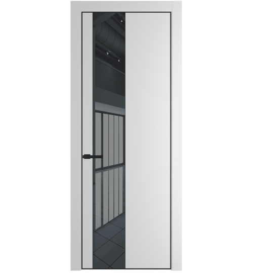Профильдорс  19PA (Cтекло: зеркало grey, Цвет профиля: черный матовый ral9005, Цвет: крем вайт) Крем Вайт Зеркало Grey