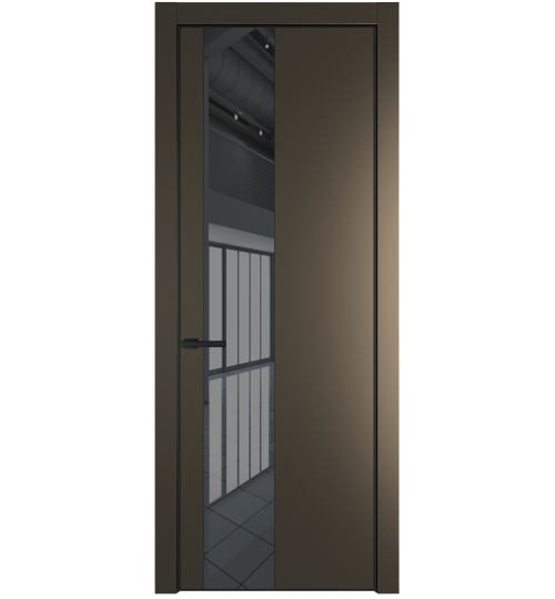 Профильдорс  19PA (Cтекло: зеркало grey, Цвет профиля: черный матовый ral9005, Цвет: перламутр бронза) Перламутр бронза Зеркало Grey