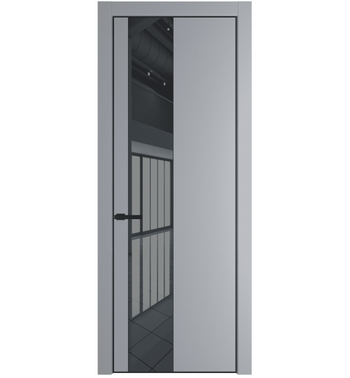 Профильдорс  19PA (Cтекло: зеркало grey, Цвет профиля: черный матовый ral9005, Цвет: смоки) Смоки Зеркало Grey