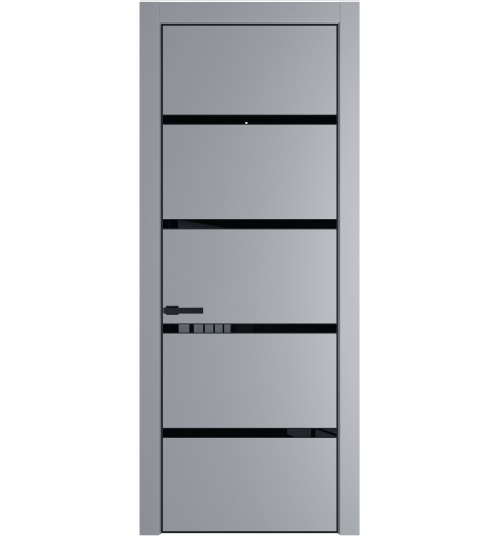 Профильдорс  23PE (Цвет профиля: черный матовый ral9005, Цвет: смоки, Стекло: lacobel черный лак) Смоки Lacobel Черный лак